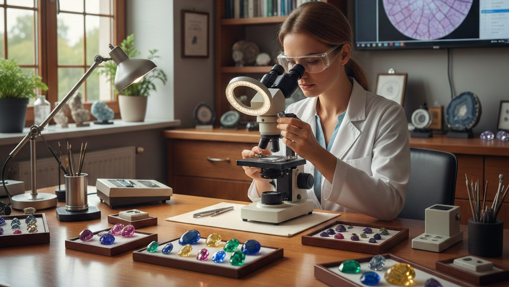 Obraz pokazujący kobietę obserwującą diament